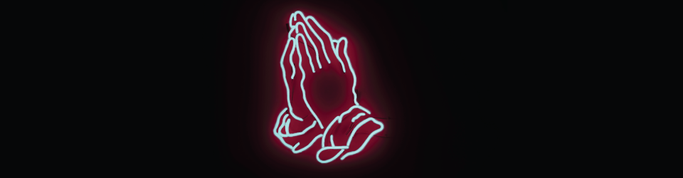 praying hands neon sign